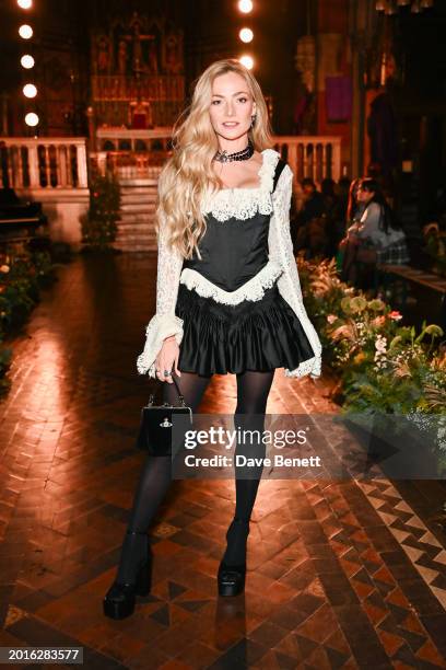 Clara Paget attends the Annie's Ibiza Collection III Runway Show during London Fashion Week at The Grand Junction on February 16, 2024 in London,...