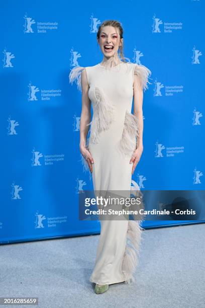 Hunter Schafer attends the "Cuckoo" photocall during the 74th Berlinale International Film Festival Berlin at Grand Hyatt Hotel on February 16, 2024...