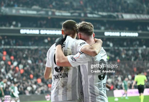 Cenk Tosun of Besiktas celebrates after scoring a goal during the Turkish Super Lig 26th week football match between Besiktas and TUMOSAN Konyaspor...