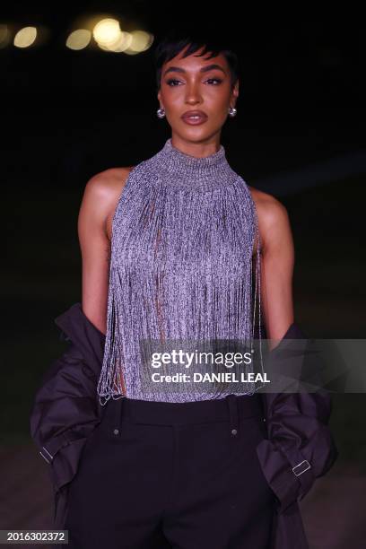 British model Jourdan Dunn arrives to attend the catwalk presentation for British fashion house Burberry's Autumn/Winter 2024 collection, at London...