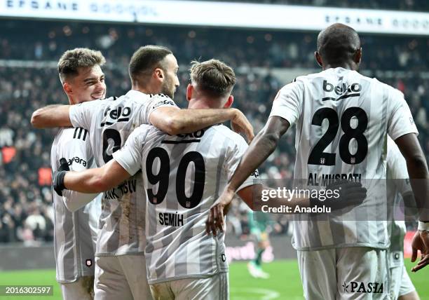 Cenk Tosun of Besiktas celebrates after scoring a goal during the Turkish Super Lig 26th week football match between Besiktas and TUMOSAN Konyaspor...