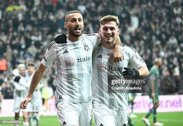 Cenk Tosun of Besiktas celebrates after scoring a goal during the Turkish Super Lig 26th week football match between Besiktas and TUMOSAN Konyaspor...