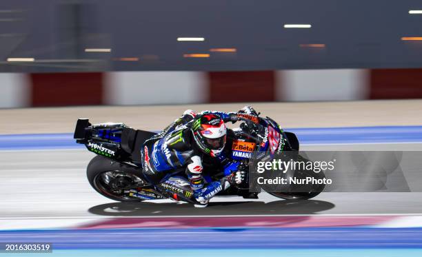 Spanish MotoGP rider Alex Rins from Monster Energy Yamaha MotoGP is participating in the first day of a MotoGP pre-season test at Lusail...