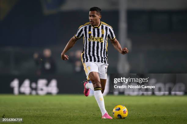 Alex Sandro of Juventus FC in action during the Serie A football match between Hellas Verona FC and Juventus FC. The match ended 2-2 tie.