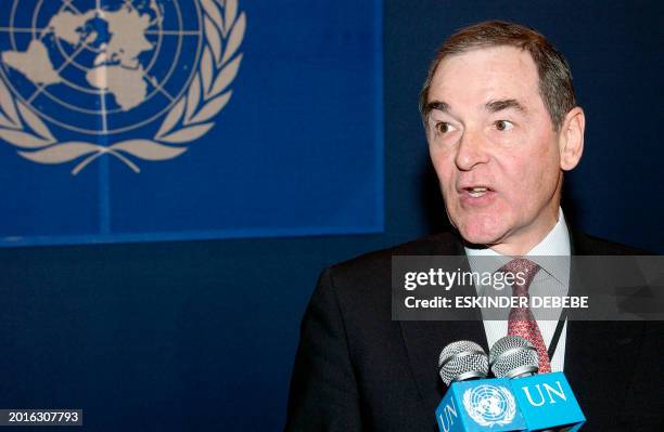 This photo released by the United Nations 27 January shows Jeremy Greenstock, Permanent Representative of the United Kingdom to the United Nations,...