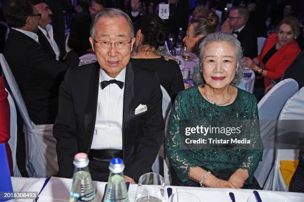 Ban Ki-moon and Yoo Soon-taek attend the Cinema For Peace Gala 2024 on the occasion of the 74th Berlinale International Film Festival Berlin at WECC...