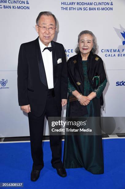 Ban Ki-moon and Yoo Soon-taek attend the Cinema For Peace Gala 2024 on the occasion of the 74th Berlinale International Film Festival Berlin at WECC...