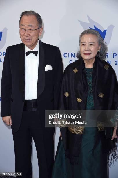 Ban Ki-moon and Yoo Soon-taek attend the Cinema For Peace Gala 2024 on the occasion of the 74th Berlinale International Film Festival Berlin at WECC...