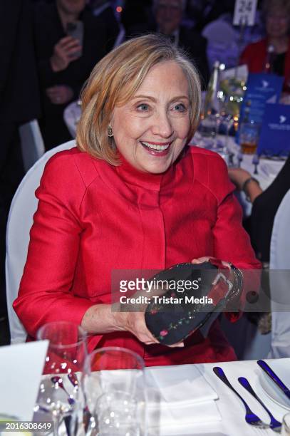 Hillary Clinton attends the Cinema For Peace Gala 2024 on the occasion of the 74th Berlinale International Film Festival Berlin at WECC - Westhafen...