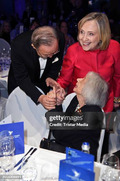 Ban Ki-moon, Hillary Clinton and Margot Friedländer attend the Cinema For Peace Gala 2024 on the occasion of the 74th Berlinale International Film...