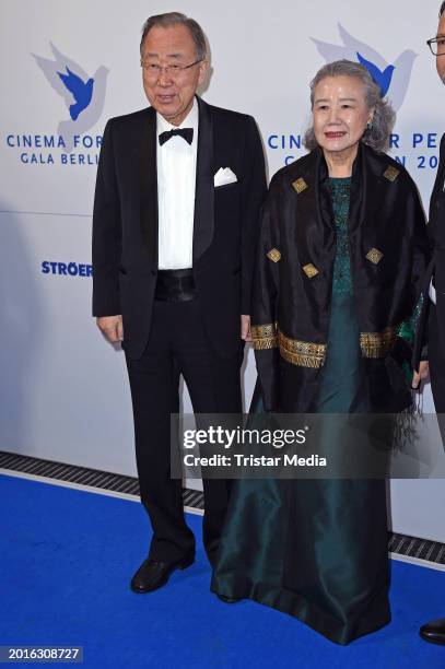 Ban Ki-moon and Yoo Soon-taek attend the Cinema For Peace Gala 2024 on the occasion of the 74th Berlinale International Film Festival Berlin at WECC...