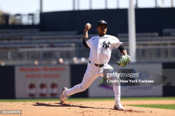 Marcus Stroman of the New York Yankees during spring training at George M. Steinbrenner Field on February 19, 2024 in Tampa, Florida.