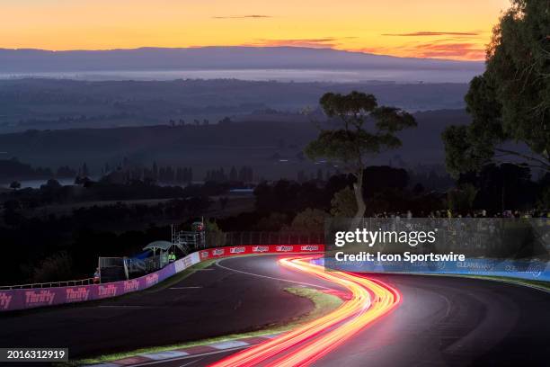 Race day sunrise at the Repco Bathurst 12 Hour at the Mount Panorama Circuit on February 18, 2024 in Bathurst, Australia.