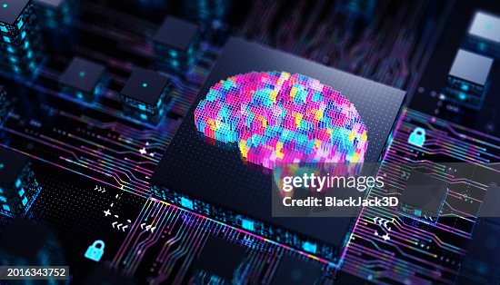 Brain Artificial Intelligence Chip. Machine Learning - Digital Mind Technology Concept. Brain Artificial Intelligence Chip. Machine Learning - Digital Mind Technology Concept.