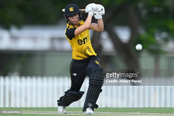Chloe Piparo of Western Australia bats during the WNCL match between Queensland and Western Australia at Allan Border Field, on February 17 in...
