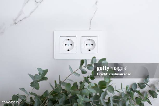 white electric socket - toma eléctrica fotografías e imágenes de stock