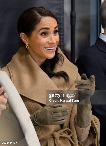 Meghan, Duchess of Sussex attends the Invictus Games One Year To Go Winter Training Camp at Hillcrest Community Centre on February 16, 2024 in...