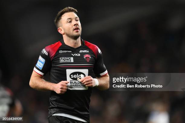 Ryan Brierley of Salford Red Devils during the Betfred Super League match between Leeds Rhinos and Salford Red Devils at Headingley Stadium on...
