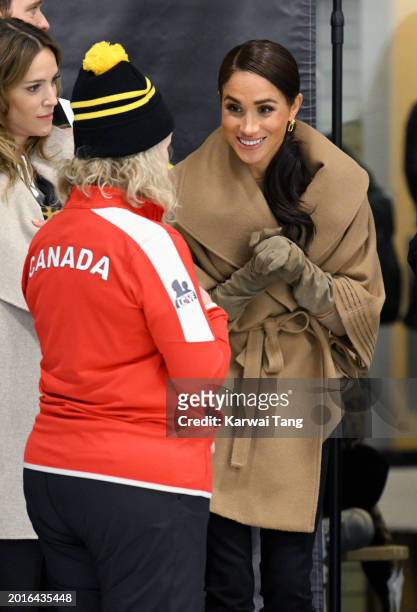 Meghan, Duchess of Sussex attends the Invictus Games One Year To Go Winter Training Camp at Hillcrest Community Centre on February 16, 2024 in...