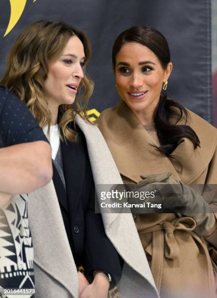 Luisana Lopilato and Meghan, Duchess of Sussex attend the Invictus Games One Year To Go Winter Training Camp at Hillcrest Community Centre on...