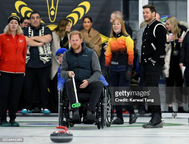 Prince Harry, Duke of Sussex, Luisana Lopilato, Michael Bublé and Meghan, Duchess of Sussex attend the Invictus Games One Year To Go Winter Training...
