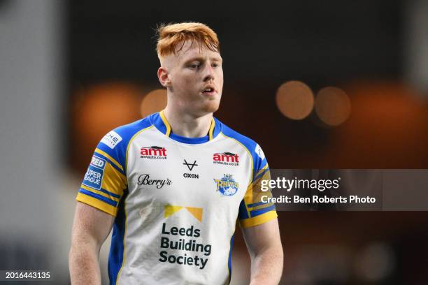 Luis Roberts of Leeds Rhinos during the Betfred Super League match between Leeds Rhinos and Salford Red Devils at Headingley Stadium on February 16,...