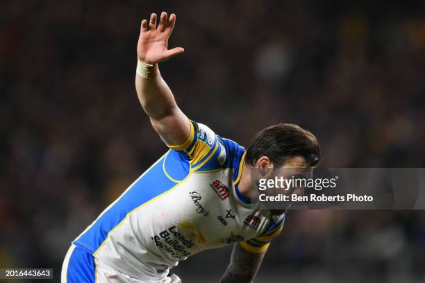 Andy Ackers of Leeds Rhinos during the Betfred Super League match between Leeds Rhinos and Salford Red Devils at Headingley Stadium on February 16,...