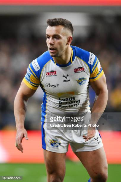 Brodie Croft of Leeds Rhinos during the Betfred Super League match between Leeds Rhinos and Salford Red Devils at Headingley Stadium on February 16,...