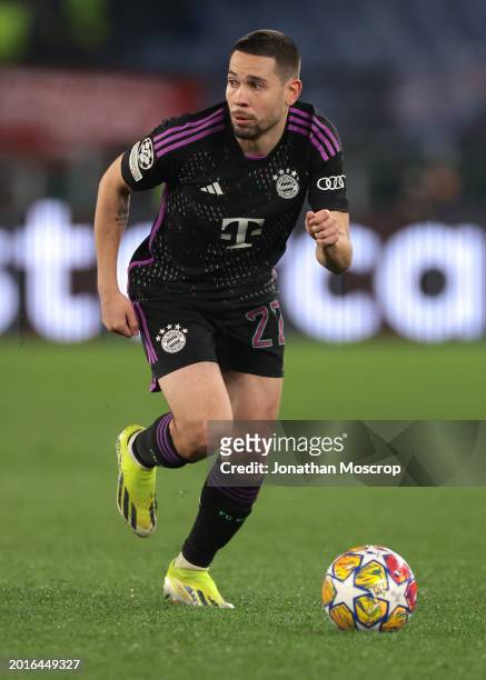 Raphael Guerreiro of Bayern Munchen during the UEFA Champions League 2023/24 round of 16 first leg match between SS Lazio and FC Bayern München at...