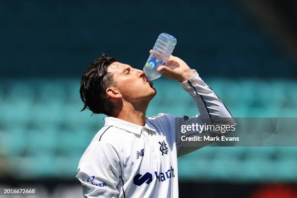 Nic Maddinson of Victoria drinks during the Sheffield Shield match between New South Wales and Victoria at SCG, on February 17 in Sydney, Australia.