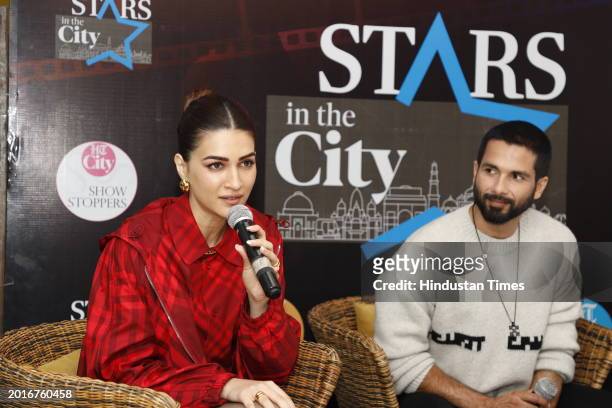 Bollywood actors Shahid Kapoor and Kriti Sanon during an exclusive interview with HT City for the promotion of their upcoming movie "Teri Baaton Mein...