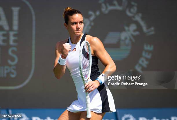 Maria Sakkari of Greece in action against Emma Navarro of the United States in the women's singles second round match on Day 3 of the Dubai Duty Free...