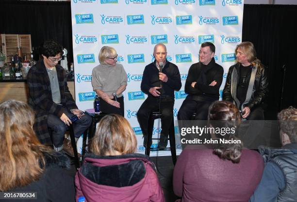 Nathan Chen, Andrea Joyce, Scott Hamilton, Brian Orser and Jozef Sabovčík celebrate "40 Years Of Going For The Gold" at Glide at Brooklyn Bridge Park...