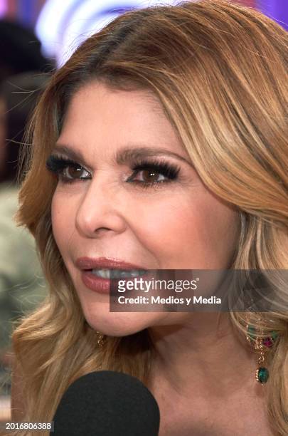 Itati Cantoral speaks during a press conference `Master chef celebrity´ tv show at Azteca Estudios on February 16, 2024 in Mexico City, Mexico.