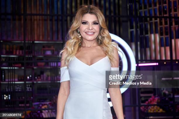 Itati Cantoral poses for a photo during a press conference `Master chef celebrity´ tv show at Azteca Estudios on February 16, 2024 in Mexico City,...