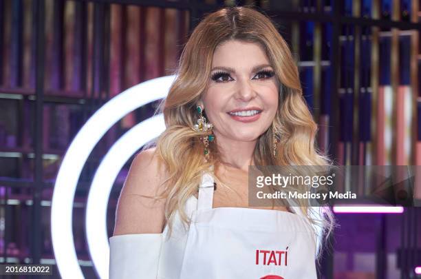 Itati Cantoral poses for a photo during a press conference `Master chef celebrity´ tv show at Azteca Estudios on February 16, 2024 in Mexico City,...