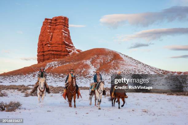 winter ranch horse riding - cowboy hat silhouette stock pictures, royalty-free photos & images