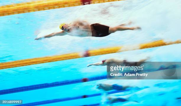 Cameron McEvoy of Team Australia competes in the Men's 50m Freestyle Heat 12 on day fifteen of the Doha 2024 World Aquatics Championships at Aspire...
