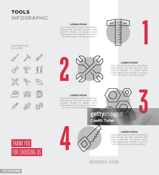 tools infographic concepts - chainsaw stock illustrations