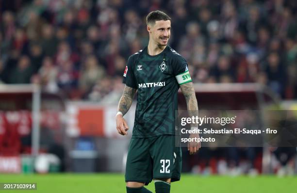 Marco Friedl of SV Werder Bremen looks on during the Bundesliga match between 1. FC Köln and SV Werder Bremen at RheinEnergieStadion on February 16,...