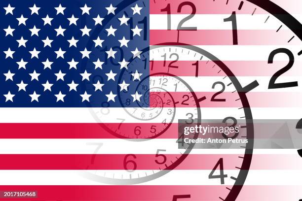 usa flag on the background of the clock. choice concept - us federal trade commission stock pictures, royalty-free photos & images