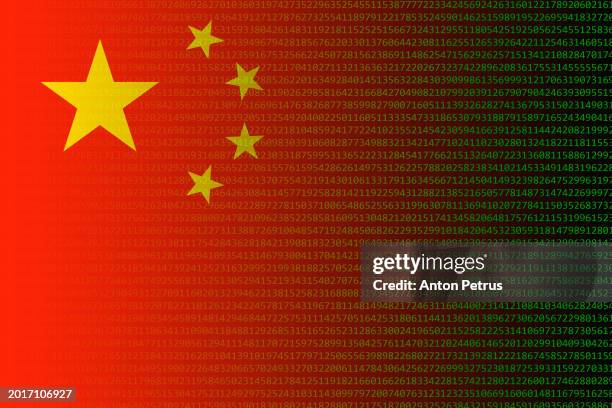cybersecurity in china. digital code and china flag - firewall stock pictures, royalty-free photos & images