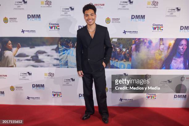 Víctor Varona poses for a photo during a Red carpet of 'Luna Negra' movie premiere at Cinemex WTC on February 16, 2024 in Mexico City, Mexico.