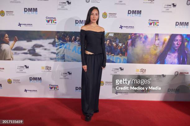 Dalia Xiuhcoatl poses for a photo during a Red carpet of 'Luna Negra' movie premiere at Cinemex WTC on February 16, 2024 in Mexico City, Mexico.