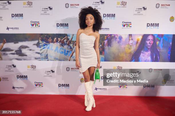 Ivanna González poses for a photo during a Red carpet of 'Luna Negra' movie premiere at Cinemex WTC on February 16, 2024 in Mexico City, Mexico.