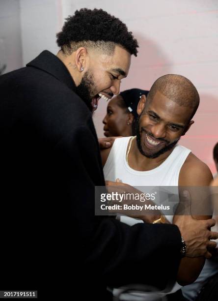 Karl Anthony Towns and Chris Paul attend the Gentleman's Supper Club during NBA All-Star Weekend on February 16, 2024 in Indianapolis, Indiana.
