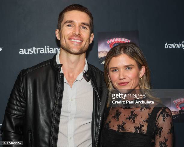 Marc Herrmann and Anna Marie Dobbins attend the Los Angeles premiere of "Bring Him To Me" at Harmony Gold on February 16, 2024 in Los Angeles,...