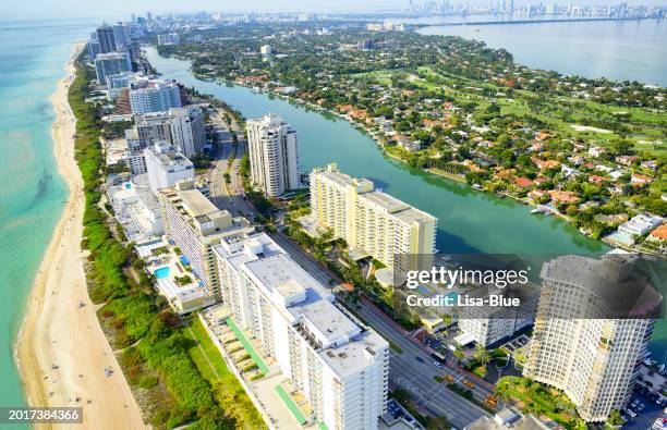 miami beach high angle view - south beach bildbanksfoton och bilder