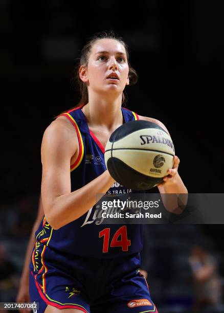 Isobel Borlase of the Adelaide Lightning during the WNBL match between Adelaide Lightning and Melbourne Boomers at Adelaide Arena, on February 17 in...