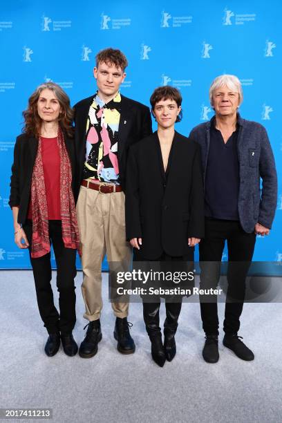 Laila Stieler, Johannes Hegemann, Liv Lisa Fries and Andreas Dresen pose at the "In Liebe, Eure Hilde" photocall during the 74th Berlinale...